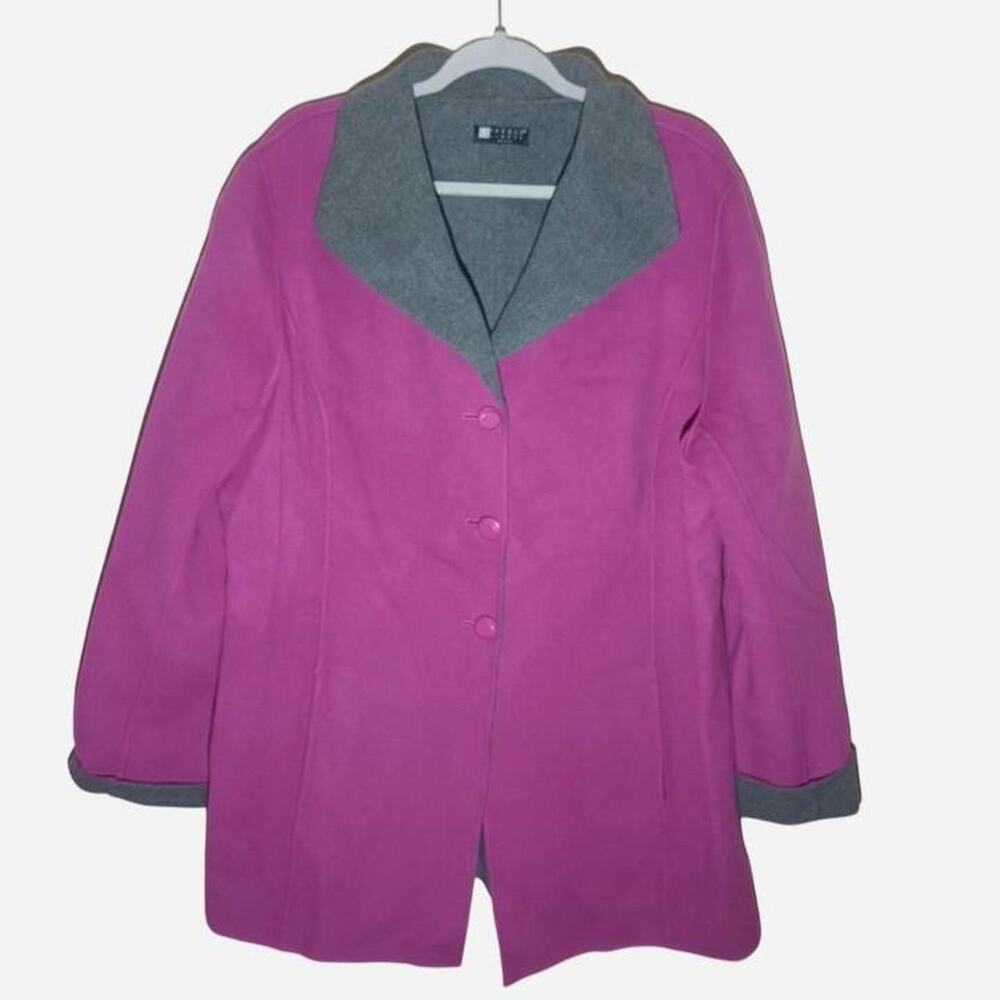 Carole Little Vintage Pink/Gray 100% Wool Coat Size 2XL